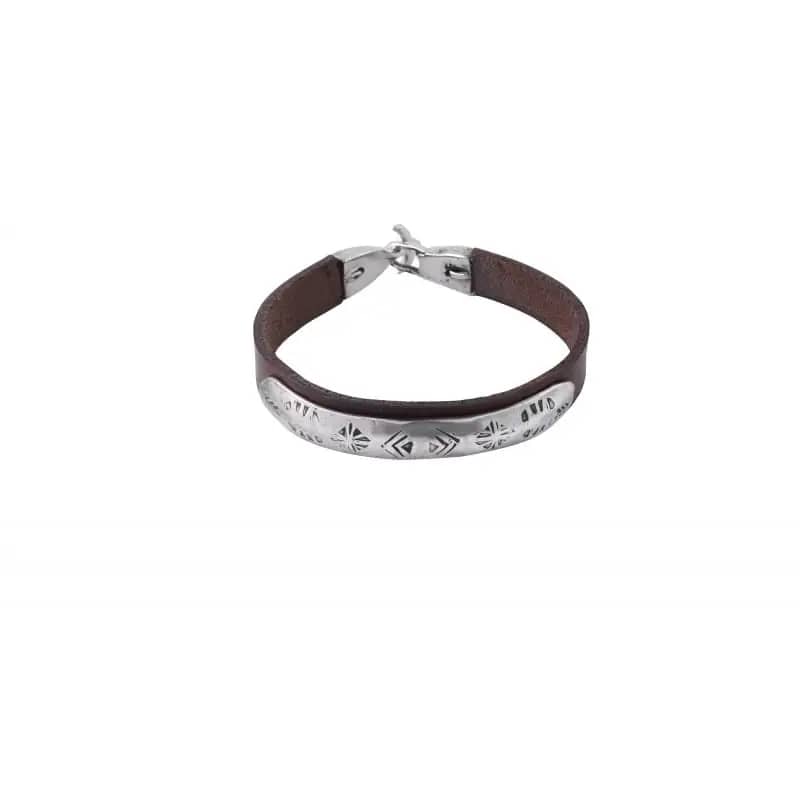 Handmade Leather and Silver bracelet D3 Aquarius Seven design 925 Silver